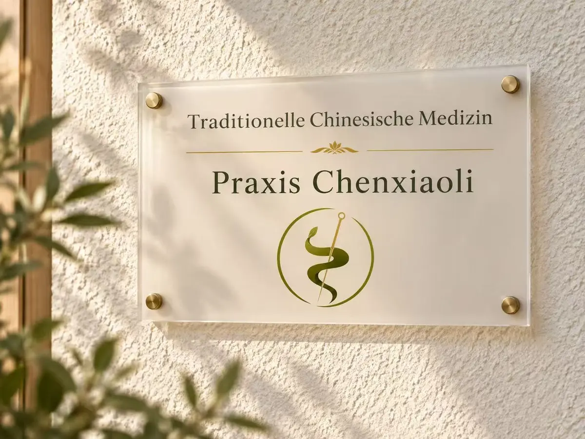 Praxisschild mit Logo der Traditionellen Chinesischen Medizin